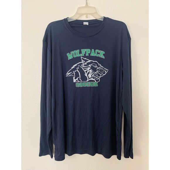 Men’s Large Wolfpack Athletic Long Sleeve Dri-Fit Shirt Blue Green Soccer - Picture 1 of 4